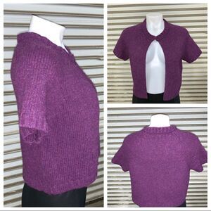 Alexandra Bartlett purple wool blend cardigan with eyelet closure